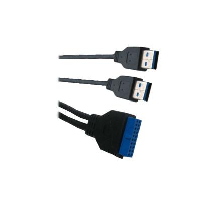 China USB 3.0 cable 20P M-2AM usb 3.0 data link cable with 20P M/2*AM for sale