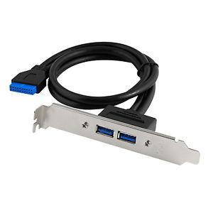 China USB 3.0 Back Panel Expansion Bracket to 20-Pin Header Cable (2-Port) for sale