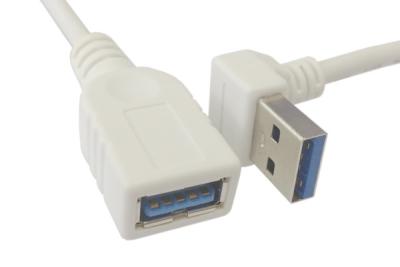 China Down Angled 90 degree USB 3.0 A male to Female Extension 30cm Cable White for sale