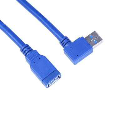 China 30CM 1FT USB 3.0 A Male Plug to A Female Right Angle Jack Extension Cable Cord for sale