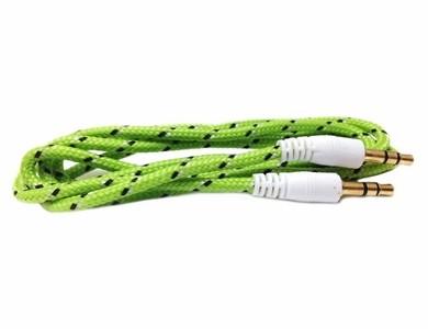 China Multi colors Textile braided 3.5mm AUX audio cable for sale