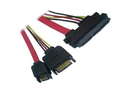 China SATA 22pin to SATA 15pin male+SATA 7pin male cable,Red 7+15Pin Sata Cable for sale
