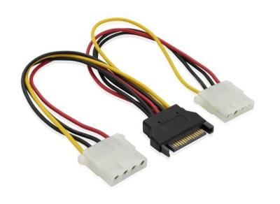 China 12inch SATA Splitter cable 15pin Male to Dual 4pin molex cable for sale