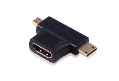 China HDMI F to MINI M+MICRO M Gold Plated Adapter (Black) support 3D for sale