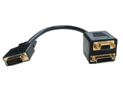 China DVI male to DVI and VGA female adapter cable,DVI(24+1) Twins cable for sale