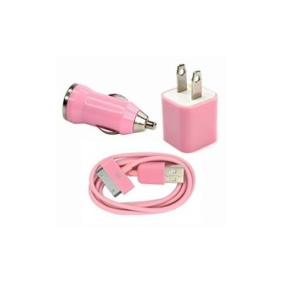 China USB AC Wall Charger and Car Charger+Data Cable for Apple iPod Touch or iPhone4 4S 4G Pink for sale