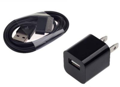 China AC Wall Charger Adapter with iphone 4 Data Sync Cable for G 4S 3GS 3G iPod Touch black for sale