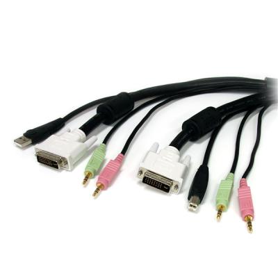 China 6 ft 4 in1 USB DVI KVM Cable with Audio and Microphone for sale