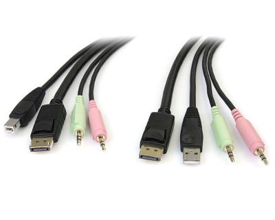 China 6ft 4in1 USB DisplayPort KVM Switch Cable w/ Audio & Microphone for sale