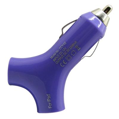 China Y shape style Dual USB 2port Car Charger Adapter for The New iPad 3 2 iPhone 5 Blue for sale