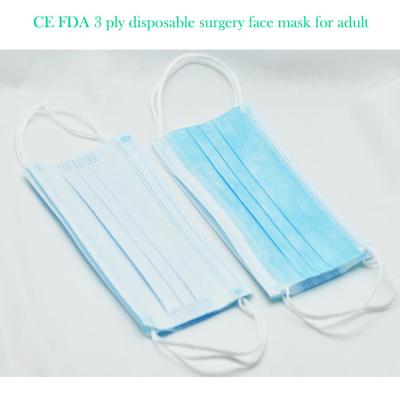 China CE FDA Certificated 3 Ply Non Woven Disposable Surgery Face Mask Wholesale Made In China for sale