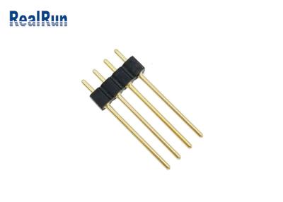 China 2.54mm Round Female Pin Header 4 Pin Gold Plated H3.0 Straight PCB Dip Solder for sale