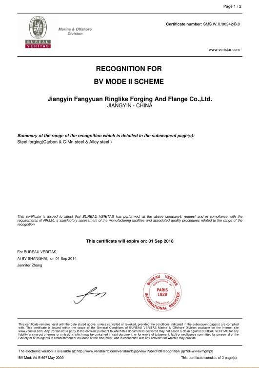 BV - Jiangyin Fangyuan Ringlike Forging And Flange Co., Ltd.