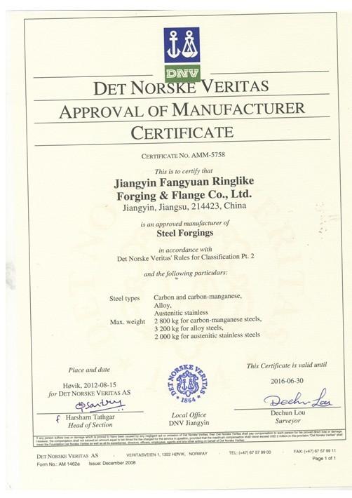 DNV - Jiangyin Fangyuan Ringlike Forging And Flange Co., Ltd.