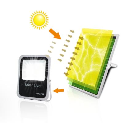 China Die Casting Aluminum Solar Led Floodlight Ip65 50w 300w Intelligent Remote Control for sale