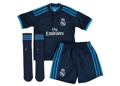 China Custom Soccer Jersey Real Madrid Blue Short Socks Training Set For Kids for sale