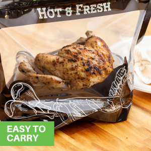 Equipped with a zipper closure, these food delivery bags can be quickly resealed.
