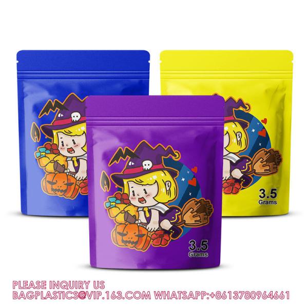 Quality Custom Printed 3.5g Matte Candy Pouch Portable Laminated Ziplock Plastic Mylar Bag With Aluminum Foil for sale