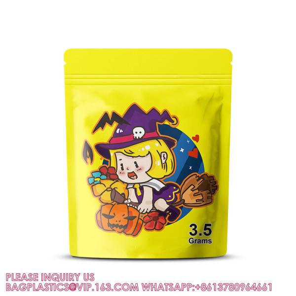 Quality Custom Printed 3.5g Matte Candy Pouch Portable Laminated Ziplock Plastic Mylar for sale