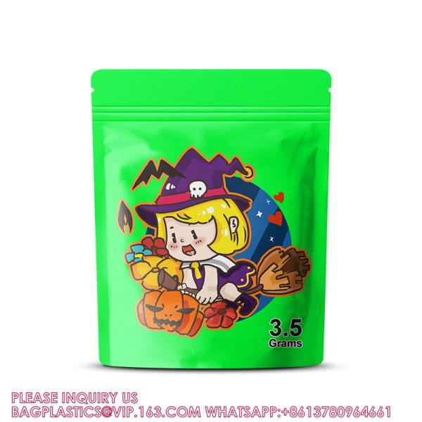 Quality Custom Printed 3.5g Matte Candy Pouch Portable Laminated Ziplock Plastic Mylar for sale