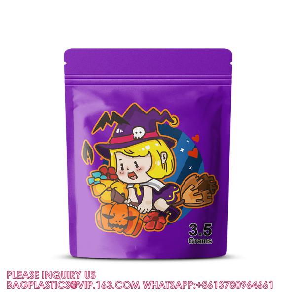 Quality Custom Printed 3.5g Matte Candy Pouch Portable Laminated Ziplock Plastic Mylar for sale