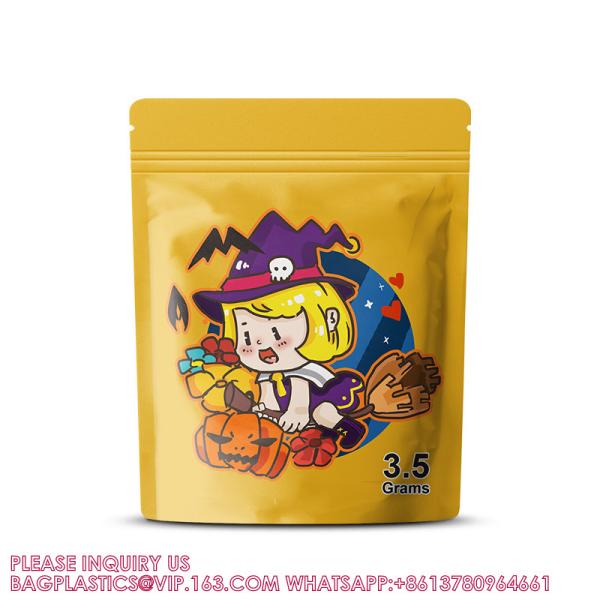 Quality Custom Printed 3.5g Matte Candy Pouch Portable Laminated Ziplock Plastic Mylar for sale