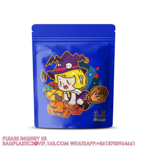 Quality Custom Printed 3.5g Matte Candy Pouch Portable Laminated Ziplock Plastic Mylar for sale