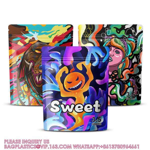 Quality Customized Gummy Candy Storage 7g 14g Smell Proof Reusable Matte Aluminum Foil for sale