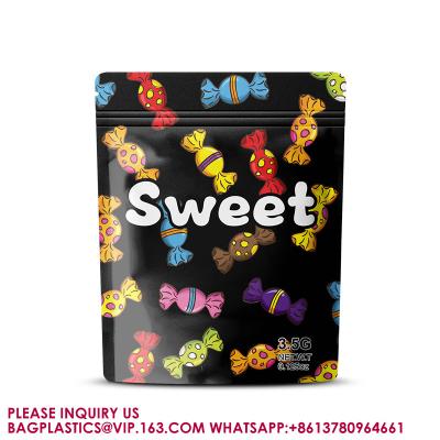 China Sustainable Customized Printing Logo Candy Gummy Cookie Shape Sealed Portable Mylar Bag for sale