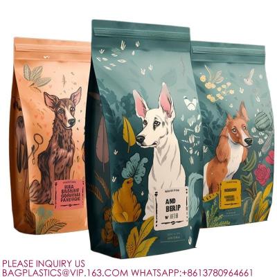 China Custom Pet Food Moisture-Proof Ziplock Flat Bottom Pouch Dog Treats Pla Packaging Bag for sale
