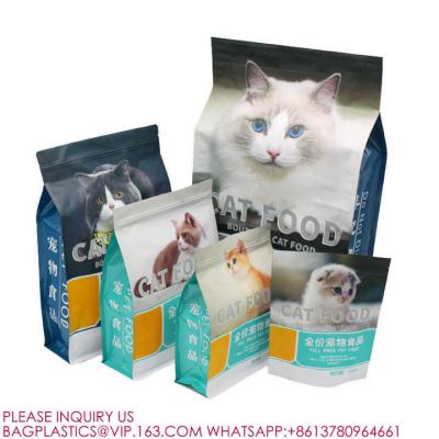 China Resealable Aluminum Foil Pouch 5kg 10kg Cat Food Packaging Flat Bottom Pet Ziplock Bag for sale
