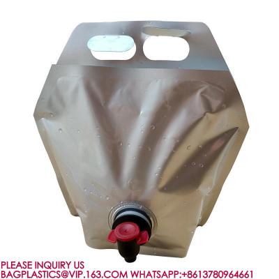 China 1l 2l 3l 4l 5l Stand Up Liquid Wine Foil Bag In Box Aseptic Dispenser Butterfly Valve for sale