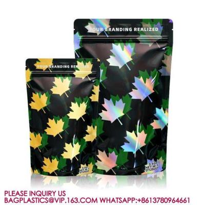 China Custom Design Mylar Stand Up Pouch Resealable Zip Lock Smell Proof Packaging Mylar Bags for sale