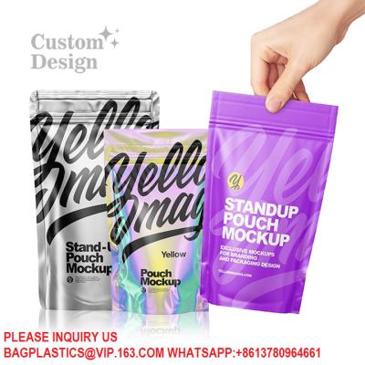 China Custom Logo Printing Aluminum Foil Ziplock Stand Up Pouch Matte Glossy Bags With Zipper for sale