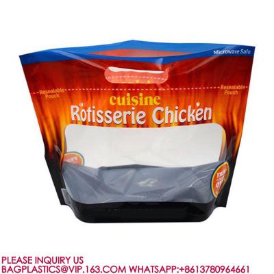 China Microwave Hot Chicken Bags Stand Up Pouch Rotisserie Anti-Fog Roasted Roast Chicken Bag for sale