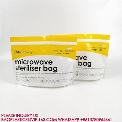China Slide Zipper Feeding Bottle Pouch Microwaveable Menstruation Cup Steam Sterilizer Bag for sale