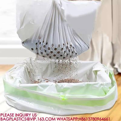 China Biodegradable Eco-Friendly Cat Litter Liner Disposable Drawstring Cat Litter Tray Liners for sale