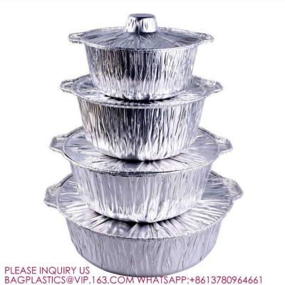 China Disposable Aluminium Foil Pot Roasting Pan Foil Tray Round Pan Aluminum Foil Container for sale