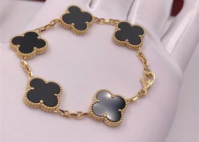China Handmade Women'S Vintage Alhambra 18K Gold Bracelet With Onyx for sale