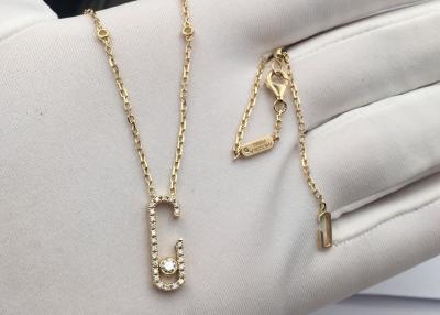 中国 証明された創造的な18K金のダイヤモンド ネックレス、ダイヤモンドの一つはめの宝石のネックレスのイエロー・ゴールド 販売のため