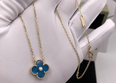 China Oro mágico Diamond Necklace Vintage del quilate de Alhambra Blue Agate 18 en venta