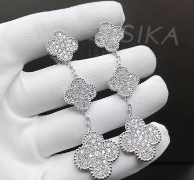 China 3 Motifs Classic Vintage 18K Gold Diamond Earrings For Girlfriend for sale