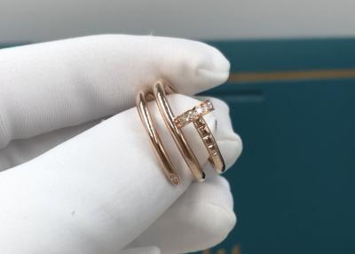 中国 ダイヤモンドが付いている証明されたサイズ8のUste国連Clou 18kイエロー・ゴールドの婚約指輪 販売のため