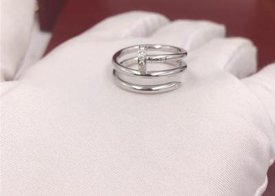China El clavo del oro blanco forma el compromiso Ring With Diamonds del oro 18K en venta
