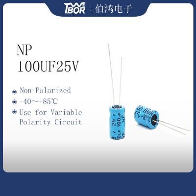 China NP 100UF25V Car Amp Capacitor Bi Polarized Aluminum Electrolytic Capacitor for sale