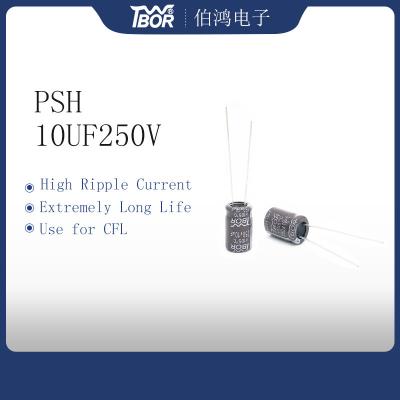 China CFL Low ESR Aluminum Electrolytic Capacitor 10UF 250V 20% Tolerance for sale
