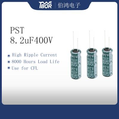 China 8.2uF 400V LED Light Capacitor 8000 Hours Extremely Long Life Capacitors for sale