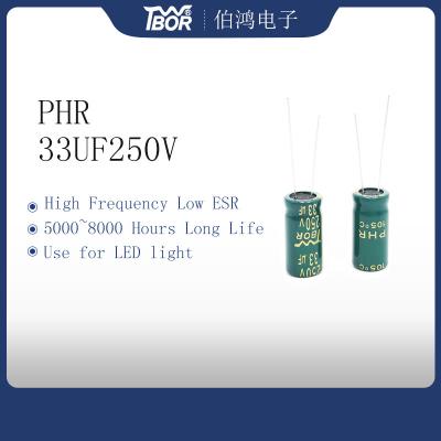 China PHR 33UF250V High Voltage Electrolytic Capacitor 10X20MM 5000 Hours for sale