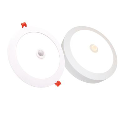 China Modern 18W 20W LED Round or Recessed LED Modern Ultra Slim Outdoor PIR Motion Sensor Ceiling Panel Light 3CCT Panel Mounted Panel Light for sale