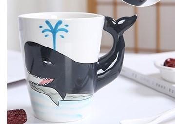China Hotel Whale High Temperature Handmade Ceramic Travel Mug for sale